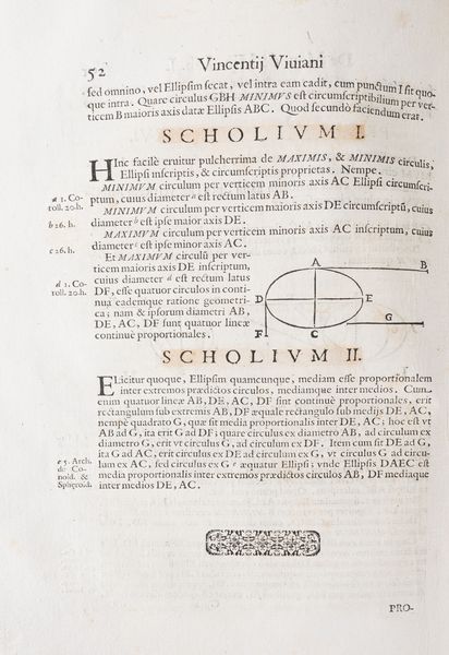 Vincenzo Viviani : De maximis; et minimis geometrica diuinatio in quintum conicorum Apollonii Pergaei adhuc desideratum ad Serenissimum Ferdinandum  - Asta Libri, Autografi e Stampe - Associazione Nazionale - Case d'Asta italiane