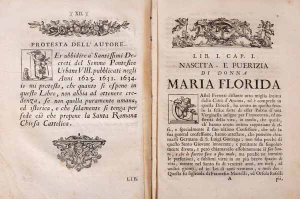 Francesco Bernardini : Vita della serva di Dio Donna Maria Florida Martelli religiosa professa dell'Ordine di San Benedetto nel venerabile monastero di S. Tommaso della citt di Fabriano  - Asta Libri, Autografi e Stampe - Associazione Nazionale - Case d'Asta italiane