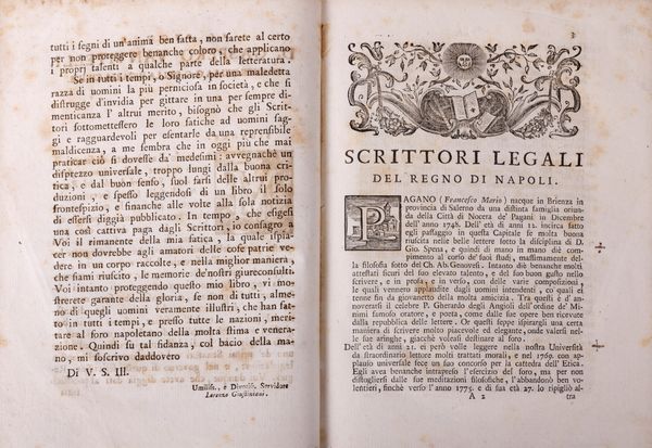 Lorenzo Giustiniani : Memorie istoriche degli scrittori legali del Regno di Napoli  - Asta Libri, Autografi e Stampe - Associazione Nazionale - Case d'Asta italiane