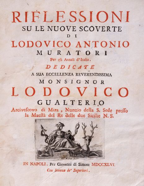 Pietro Antonio Vitale : Riflessioni su le nuove scoverte di Lodovico Antonio Muratori per gli Annali d'Italia  - Asta Libri, Autografi e Stampe - Associazione Nazionale - Case d'Asta italiane