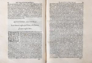 Lorenzo Bargagli : I trattenimenti dove vaghe donne e da giovani Huomini rappresentati sono Honesti, e dilettevoli Giuochi; narrate Novelle; e cantate alcune amorose Canzonette. Con due copiose Tavole: una de' principali Titoli, & l'altra delle cose notabili  - Asta Libri, Autografi e Stampe - Associazione Nazionale - Case d'Asta italiane