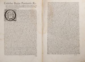 Budé, Guillaume : Annotationes Gulielmi Budaei Parisiensis, secretarii regii, in quatuor & viginti Pandectarum libros, ad Ioannem Deganaium ... Postremm aucte, & recognitae  - Asta Libri, Autografi e Stampe - Associazione Nazionale - Case d'Asta italiane