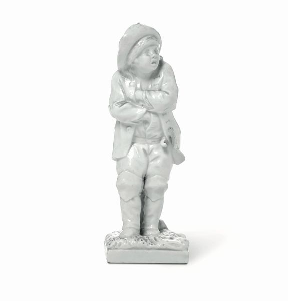 Figurina di spazzacamino<BR>Torino, Manifattura di Vinovo, periodo Hannong, Gioanetti, 1779-1780  - Asta Maioliche e Porcellane - Associazione Nazionale - Case d'Asta italiane