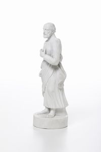 Figura di San Tommaso<BR>Torino, Manifattura di Vinovo, periodo Lomello, 1815-1825  - Asta Maioliche e Porcellane - Associazione Nazionale - Case d'Asta italiane