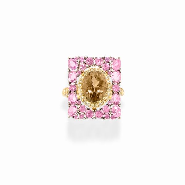 Anello con zaffiri rosa  - Asta Gioielli / Summer - Associazione Nazionale - Case d'Asta italiane