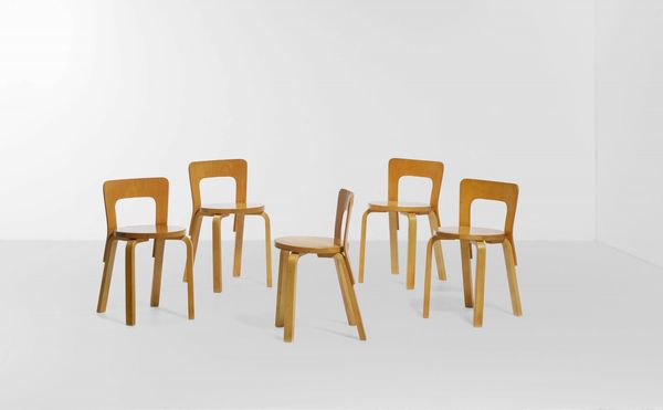 ALVAR AALTO : Quattro sedie Artek, mod. 68  - Asta Design - Associazione Nazionale - Case d'Asta italiane