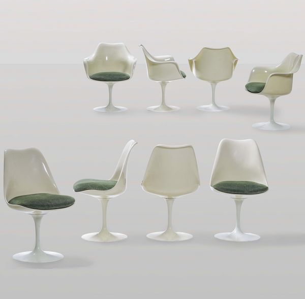 EERO SAARINEN : Set di otto sedute mod. Tulip  - Asta Design - Associazione Nazionale - Case d'Asta italiane