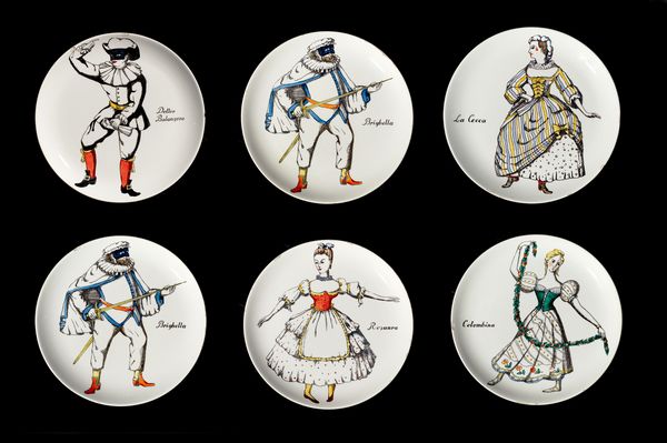 FORNASETTI PIERO (1913 - 1988) : Sei piatti  - Asta Asta 410 | DESIGN E ARTI DECORATIVE DEL NOVECENTO - CERAMICHE Online - Associazione Nazionale - Case d'Asta italiane