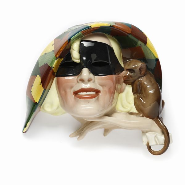 SANDRO VACCHETTI  (1889 - 1976) : Maschera con scimmietta per Essevi Torino  - Asta Asta 410 | DESIGN E ARTI DECORATIVE DEL NOVECENTO - CERAMICHE Online - Associazione Nazionale - Case d'Asta italiane