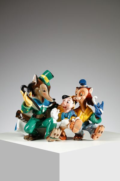 CERAMICHE ZACCAGNINI FIRENZE : Pinocchio, il Gatto e la Volpe, serie Walt Disney  - Asta Asta 410 | DESIGN E ARTI DECORATIVE DEL NOVECENTO - CERAMICHE Online - Associazione Nazionale - Case d'Asta italiane