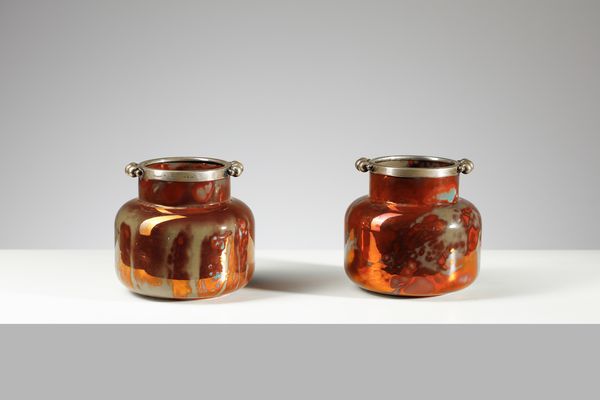 ANDLOVITZ GUIDO (1900 - 1971) : Coppia inedita di vasi con ghiera in argento per Lavenia  - Asta Asta 410 | DESIGN E ARTI DECORATIVE DEL NOVECENTO - CERAMICHE Online - Associazione Nazionale - Case d'Asta italiane