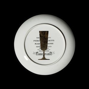 FORNASETTI PIERO (1913 - 1988) : Piatto Carro Vinario  - Asta Asta 410 | DESIGN E ARTI DECORATIVE DEL NOVECENTO - CERAMICHE Online - Associazione Nazionale - Case d'Asta italiane