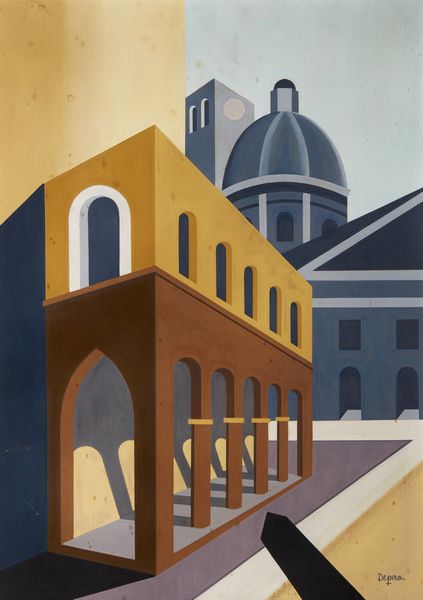 DEPERO FORTUNATO (1892 - 1960) : Reggio Emilia (Portici in Piazza Trinit).  - Asta 26/06/2023 | ARTE MODERNA E CONTEMPORANEA Tradizionale - Associazione Nazionale - Case d'Asta italiane