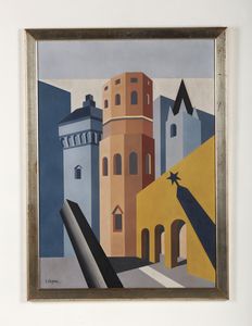 DEPERO FORTUNATO (1892 - 1960) : Reggio Emilia (Terra della Chiesa di S. Prospero).  - Asta 26/06/2023 | ARTE MODERNA E CONTEMPORANEA Tradizionale - Associazione Nazionale - Case d'Asta italiane