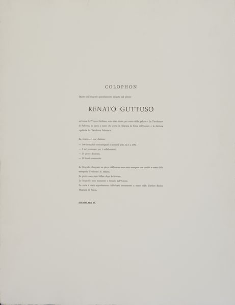 GUTTUSO RENATO (1912 - 1987) : Il Vespro siciliano.  - Asta Asta 413 | GRAFICA MODERNA, FOTOGRAFIA E MULTIPLI D'AUTORE Online - Associazione Nazionale - Case d'Asta italiane