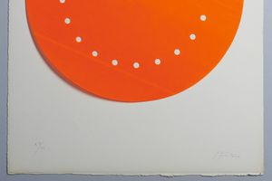 FONTANA LUCIO (1899 - 1968) : Disco spaziale (arancione).  - Asta Asta 413 | GRAFICA MODERNA, FOTOGRAFIA E MULTIPLI D'AUTORE Online - Associazione Nazionale - Case d'Asta italiane