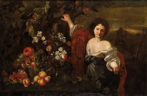 Abraham Brueghel : Figure femminili con composizioni di fiori e frutti  - Asta Old Masters - Associazione Nazionale - Case d'Asta italiane