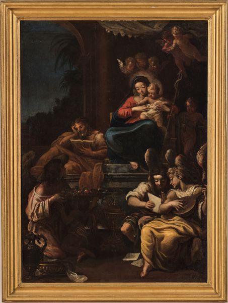 Scuola parmense del XVII secolo Sacra Famiglia con San Giovannino e angeli musicanti  - Asta Old Masters - Associazione Nazionale - Case d'Asta italiane