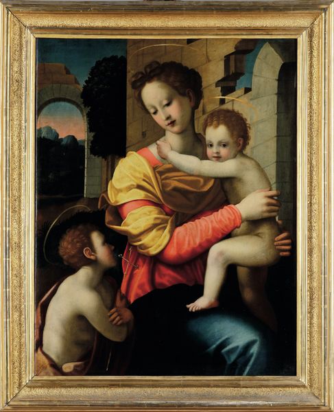 Michele Tosini detto Michele di Ridolfo del Ghirlandaio, Bottega di : Madonna con Bambino e San Giovannino  - Asta Old Masters - Associazione Nazionale - Case d'Asta italiane