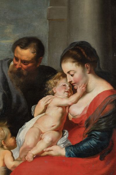 Pietro Paolo Rubens, Bottega di : Sacra Famiglia con San Giovannino e SantAnna  - Asta Old Masters - Associazione Nazionale - Case d'Asta italiane