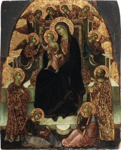 Scuola veneta del XV secolo Madonna in trono con Bambino e santi  - Asta Old Masters - Associazione Nazionale - Case d'Asta italiane