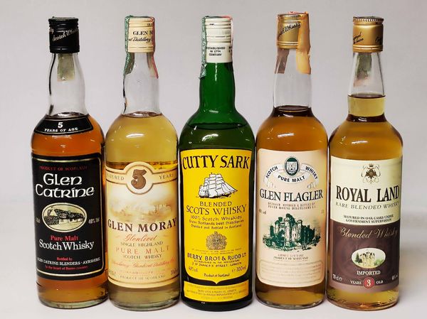 Glen Catrine, Glen Moray, Cutty Sark, Glen Flagler, Royal Land, Scoth Whisky  - Asta Whisky & Co. - Associazione Nazionale - Case d'Asta italiane