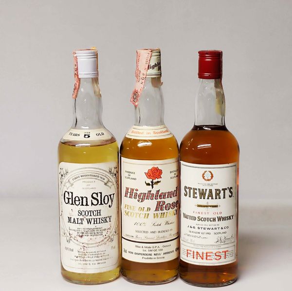 Glen Sloy 5 Years Old, Highland Rose, Stewart's, Scoth Whisky  - Asta Whisky & Co. - Associazione Nazionale - Case d'Asta italiane