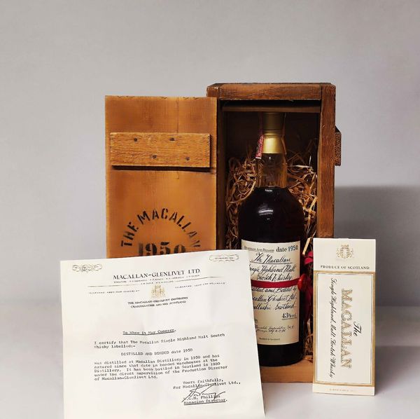 Macallan 1950 Red Ribbon, Single Highland Malt Scoth Whisky  - Asta Whisky & Co. - Associazione Nazionale - Case d'Asta italiane