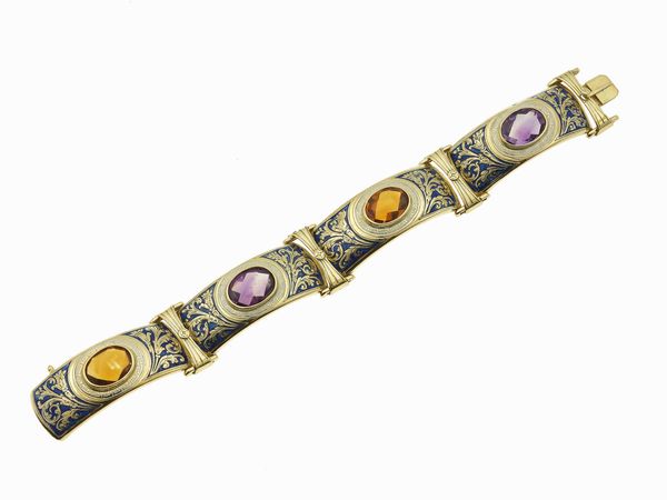 Bracciale con quarzi colorati e smalti  - Asta Gioielli - Associazione Nazionale - Case d'Asta italiane