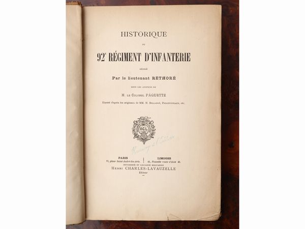 Historique du 92e rgiment d'infanterie  - Asta Una casa al Ponte Vecchio - Associazione Nazionale - Case d'Asta italiane