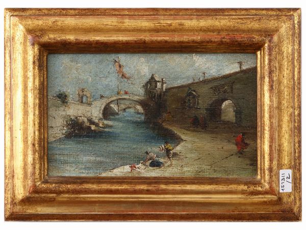 Scorci veneziani, da Francesco Guardi  - Asta Una casa al Ponte Vecchio - Associazione Nazionale - Case d'Asta italiane