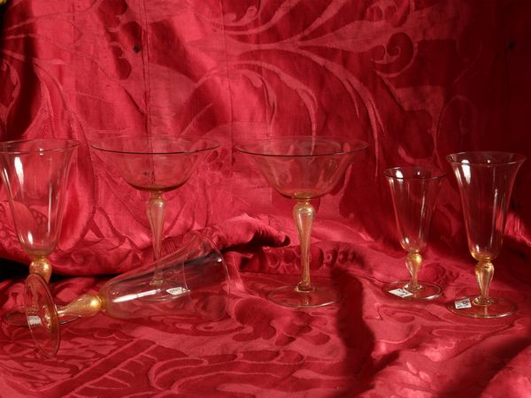 Servizio di bicchieri in vetro soffiato di Murano  - Asta Una casa al Ponte Vecchio - Associazione Nazionale - Case d'Asta italiane