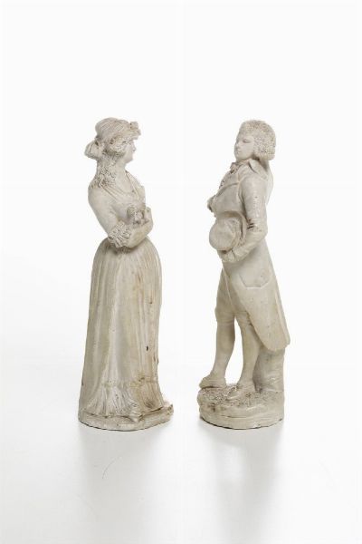 Coppia di figurine <BR>Napoli, primi del XIX secolo  - Asta Dimore italiane - Associazione Nazionale - Case d'Asta italiane