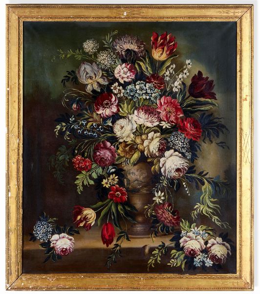 Scuola del XIX-XX secolo Natura morta con vaso di fiori  - Asta Dimore italiane - Associazione Nazionale - Case d'Asta italiane