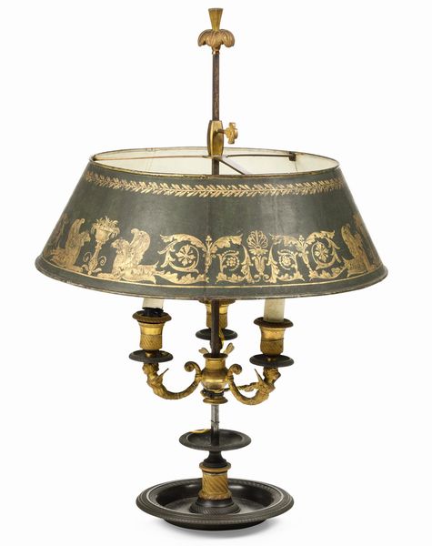 Lampada bouillotte in bronzo dorato e patinato, XIX secolo  - Asta Dimore italiane - Associazione Nazionale - Case d'Asta italiane
