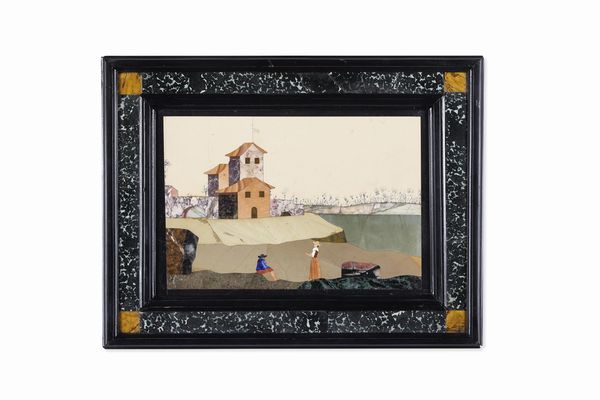 Quattro paesaggi fluviali in marmi coloratie pietre dure. Probabilmente Firenze, XVIII secolo  - Asta Dimore italiane - Associazione Nazionale - Case d'Asta italiane