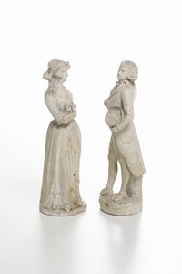 Coppia di figurine <BR>Napoli, primi del XIX secolo  - Asta Dimore italiane - Associazione Nazionale - Case d'Asta italiane