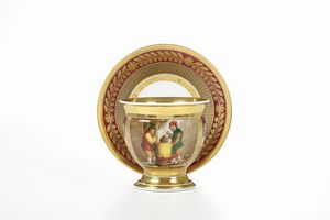 Grande tazza con piattino <BR>Probabilmente Parigi, XIX secolo  - Asta Dimore italiane - Associazione Nazionale - Case d'Asta italiane