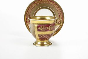 Grande tazza con piattino <BR>Probabilmente Parigi, XIX secolo  - Asta Dimore italiane - Associazione Nazionale - Case d'Asta italiane