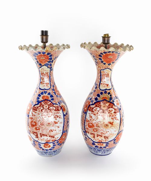 Coppia di vasi in ceramica montati a lampada, Giappone  - Asta  Asta a Tempo - Antiquariato: Arredi, Icone, Dipinti Antichi e del XIX Secolo , Arte Orientale - Associazione Nazionale - Case d'Asta italiane