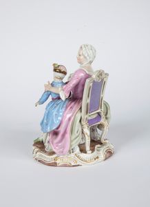 Gruppo in porcellana policroma, Meissen, XIX secolo  - Asta  Asta a Tempo - Antiquariato: Arredi, Icone, Dipinti Antichi e del XIX Secolo , Arte Orientale - Associazione Nazionale - Case d'Asta italiane