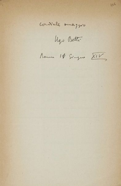 Ardengo Soffici : Firma autografa su libro Giornale di bordo (Firenze, Vallecchi 1951, esemplare n. 719).  - Asta Autografi e Manoscritti | ASTA A TEMPO - PARTE I  - Associazione Nazionale - Case d'Asta italiane