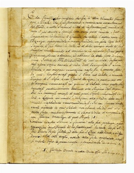 Manoscritto sulla storia dell'Icona della Madonna dei sette veli di Foggia.  - Asta Autografi e Manoscritti | ASTA A TEMPO - PARTE I  - Associazione Nazionale - Case d'Asta italiane