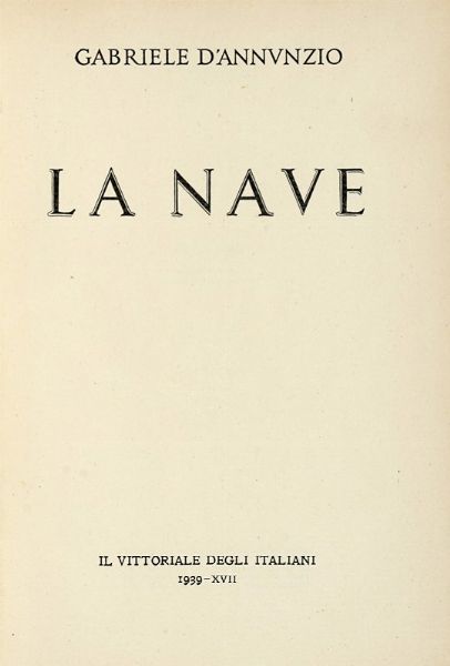 Gabriele D'Annunzio : Lotto composto di 7 opere di Gabriele D'Annunzio.  - Asta Libri a stampa dal XVI al XX secolo | ASTA A TEMPO - PARTE II  - Associazione Nazionale - Case d'Asta italiane