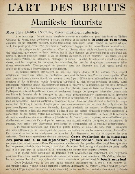 Luigi Russolo : L?Art des bruits. Manifeste futuriste.  - Asta Libri a stampa dal XVI al XX secolo | ASTA A TEMPO - PARTE II  - Associazione Nazionale - Case d'Asta italiane