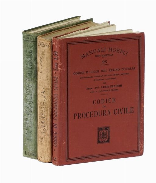 Lotto di 3 manuali Hoepli, in legatura editoriale originale.  - Asta Libri a stampa dal XVI al XX secolo | ASTA A TEMPO - PARTE II  - Associazione Nazionale - Case d'Asta italiane