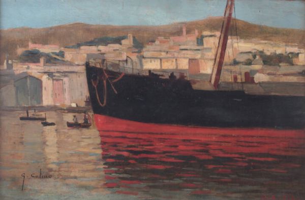 GIOVANNI COLMO Torino 1867 - 1947 : Nave in porto 12.10. (...)  - Asta Asta di Dipinti - Associazione Nazionale - Case d'Asta italiane