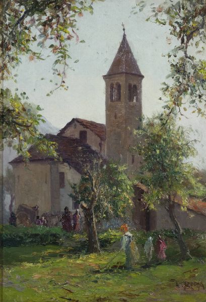 LEONARDO RODA Racconigi (CN) 1868 - 1933 : S. Martino presso Aosta  - Asta Asta di Dipinti - Associazione Nazionale - Case d'Asta italiane