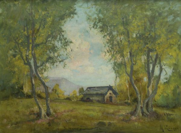 MARIO GACHET Torino 1879 - 1981 : Paesaggio di campagna  - Asta Asta di Dipinti - Associazione Nazionale - Case d'Asta italiane