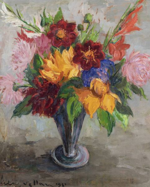 FELICE VELLAN Torino 1889 - 1976 : Vaso di fiori 1961  - Asta Asta di Dipinti - Associazione Nazionale - Case d'Asta italiane